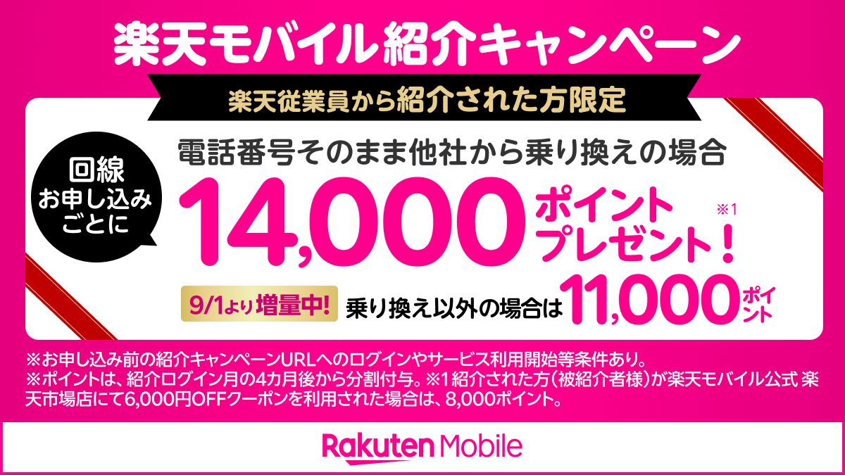 一致団結プロジェクト 楽天モバイル 紹介キャンペーンバナー